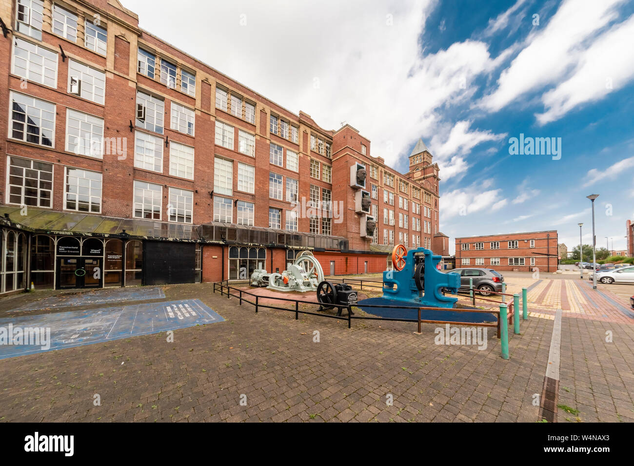 Wigan Town Center, sistema di cal e Wigan Athlectic football club Foto Stock