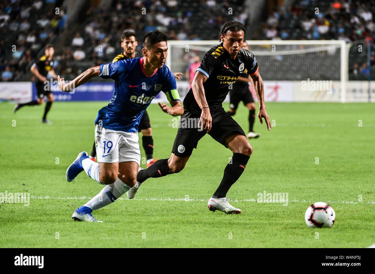 Hong Kong, Hong Kong SAR,Cina il 24 luglio 2019. Kitchee FC vs Manchester City Football Club la pre-stagione amichevole a Hong Kong Stadium,Causeway Bay. Uomo Foto Stock