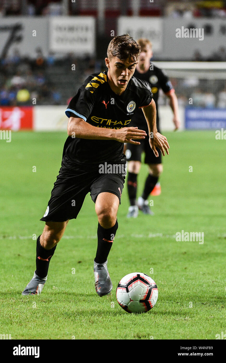 Hong Kong, Hong Kong SAR,Cina il 24 luglio 2019. Kitchee FC vs Manchester City Football Club la pre-stagione amichevole a Hong Kong Stadium,Causeway Bay. Uomo Foto Stock