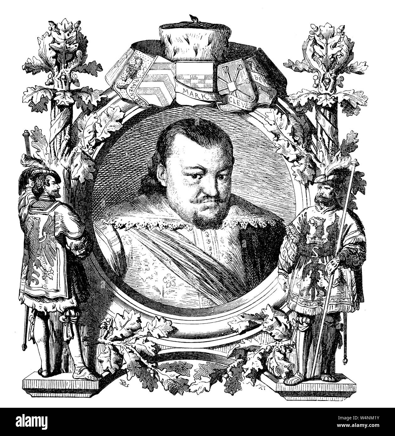 Giovanni Sigismondo, un principe-elettore del Margraviate di Brandeburgo dalla casa di Hohenzollern. Johann Sigismund, Markgraf von Brandenburg, 1572-1620, aus dem Geschlecht der Hohenzollern guerra Kurfürst von Brandenburg, digitale migliorata la riproduzione di un'illustrazione del XIX secolo Foto Stock