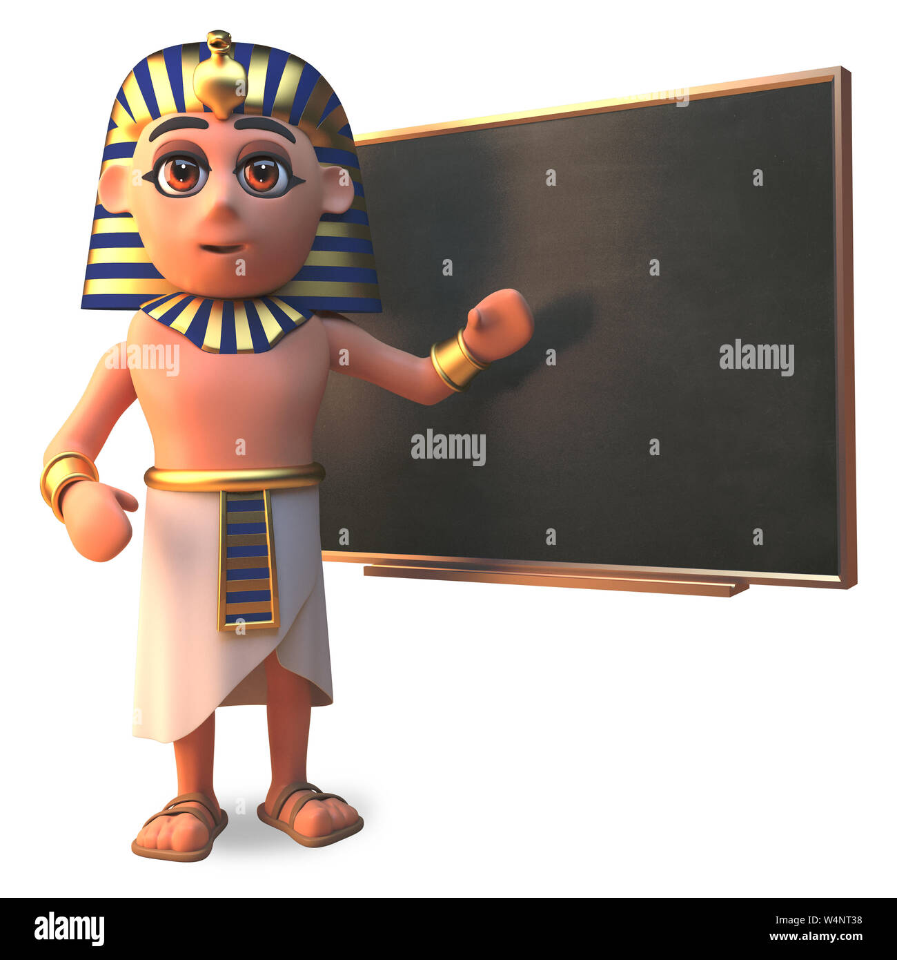 3d Tutankhamon faraone egiziano di insegnamento di carattere alla lavagna,  3D render illustrazione Foto stock - Alamy
