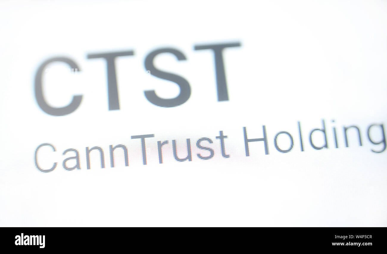 CannTrust Holdings Inc. indicatori per il mercato azionario sullo schermo del computer Foto Stock