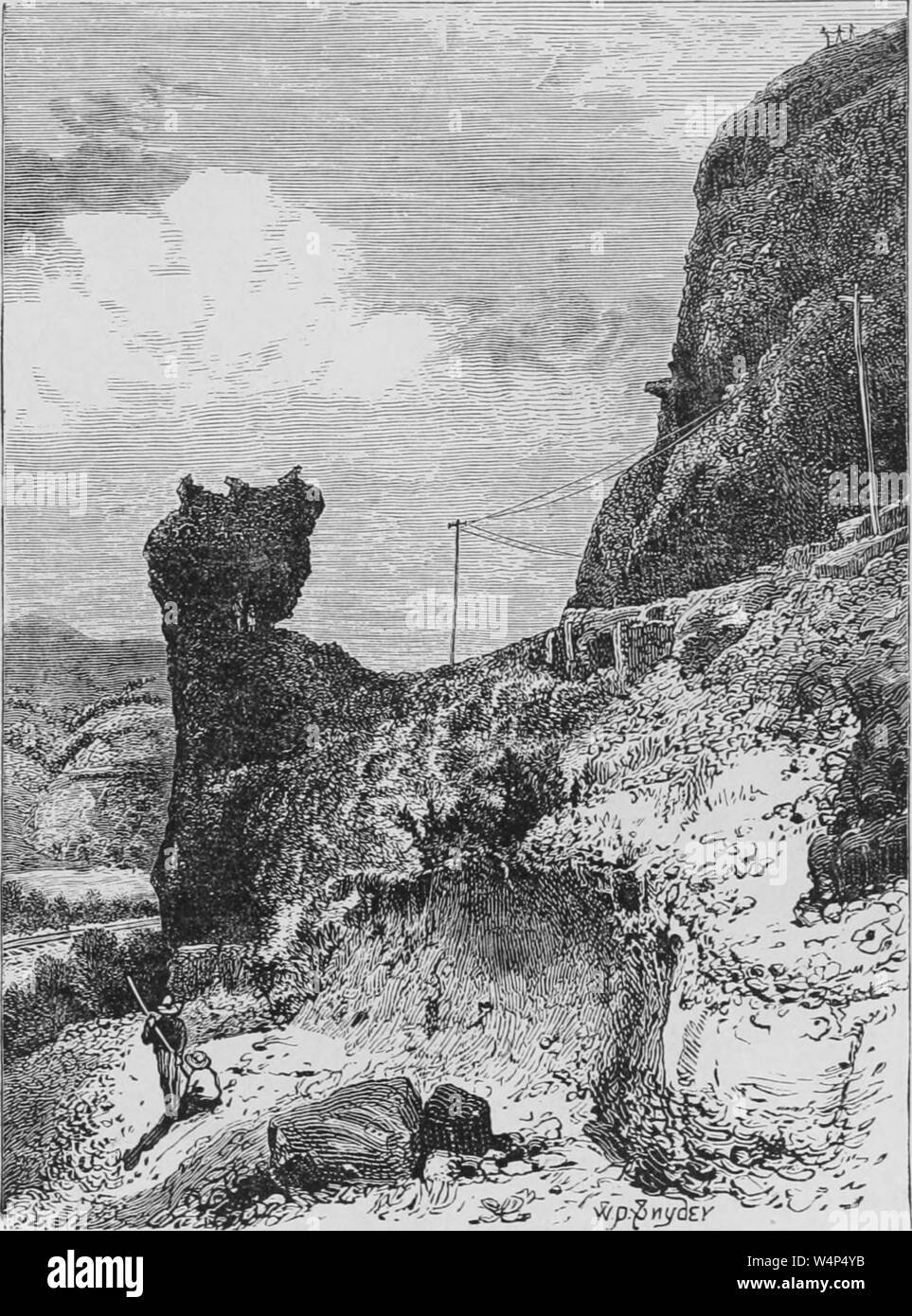 Incisione di pulpito Rock in corrispondenza della bocca di Echo Canyon dello Utah, dal libro "pacifico" turistici da Henry T. Williams, 1878. La cortesia Internet Archive. () Foto Stock