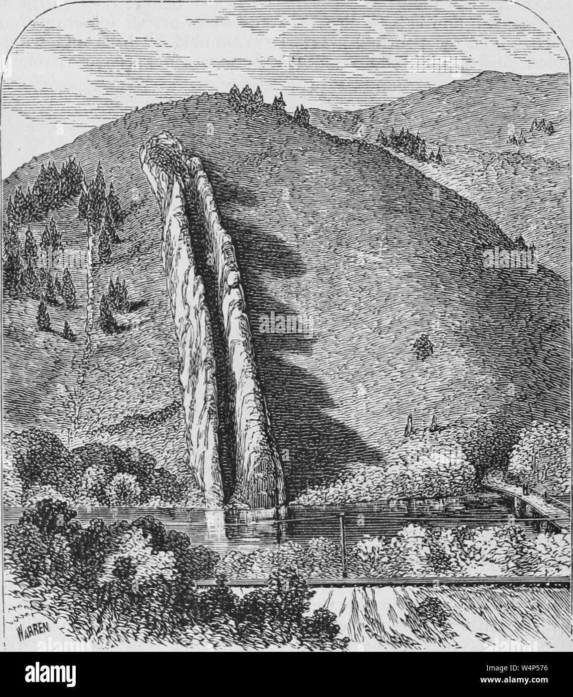 Incisione del diavolo la diapositiva, una insolita formazione geologica nel nord Utah's Weber Canyon, dal libro "pacifico" turistici da Henry T. Williams, 1878. La cortesia Internet Archive. () Foto Stock