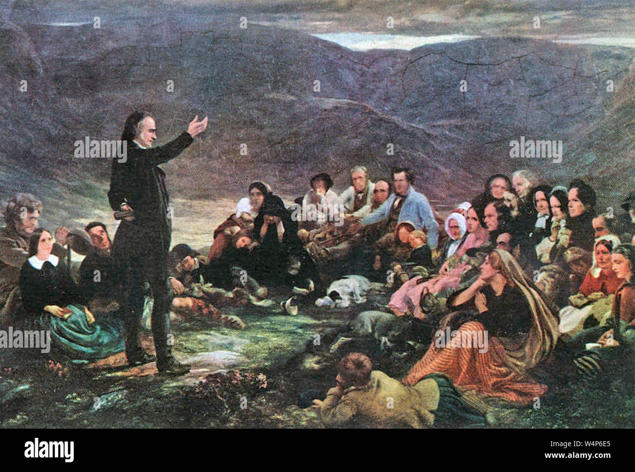 THOMAS GUTHRIE (1803-1873) Scottish divina e filantropo la predicazione di un open air congregazione circa 1850 da in un dipinto di George Harvey Foto Stock