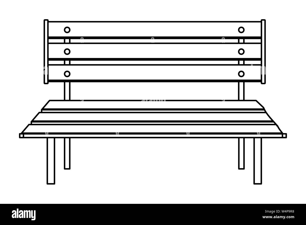 Parco di legno isolata da banco cartoon in bianco e nero Illustrazione Vettoriale