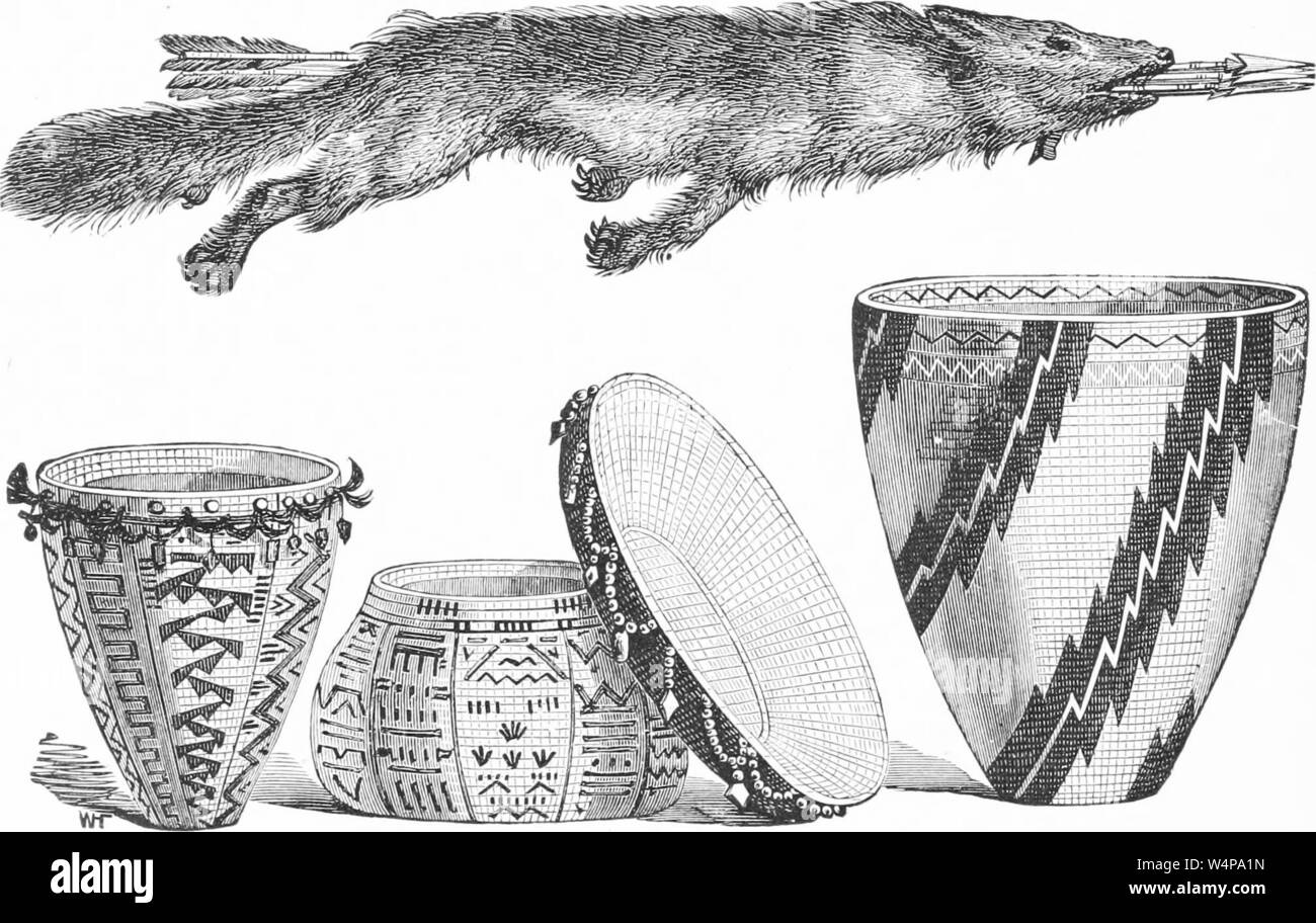 Il disegno inciso della prua indiano, faretra, e ceste, dal libro "Ridpath della storia universale" di John Clark Ridpath, 1897. La cortesia Internet Archive. () Foto Stock