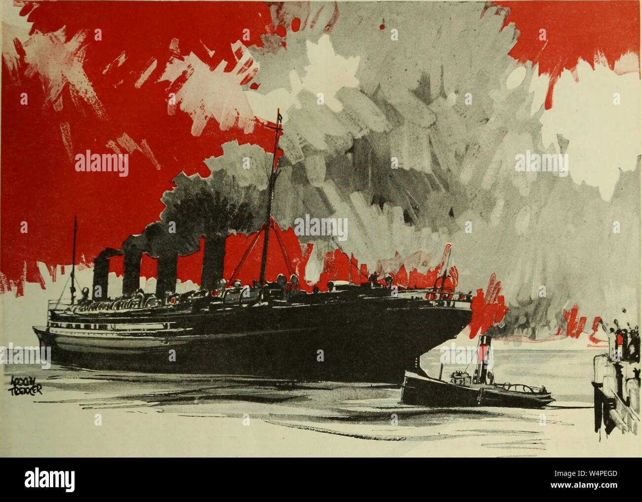 Il disegno inciso del ignifughi navi attrezzate con Foamite firefoam sistema, dalla voce 'Sabato evening post", 1839. La cortesia Internet Archive. () Foto Stock