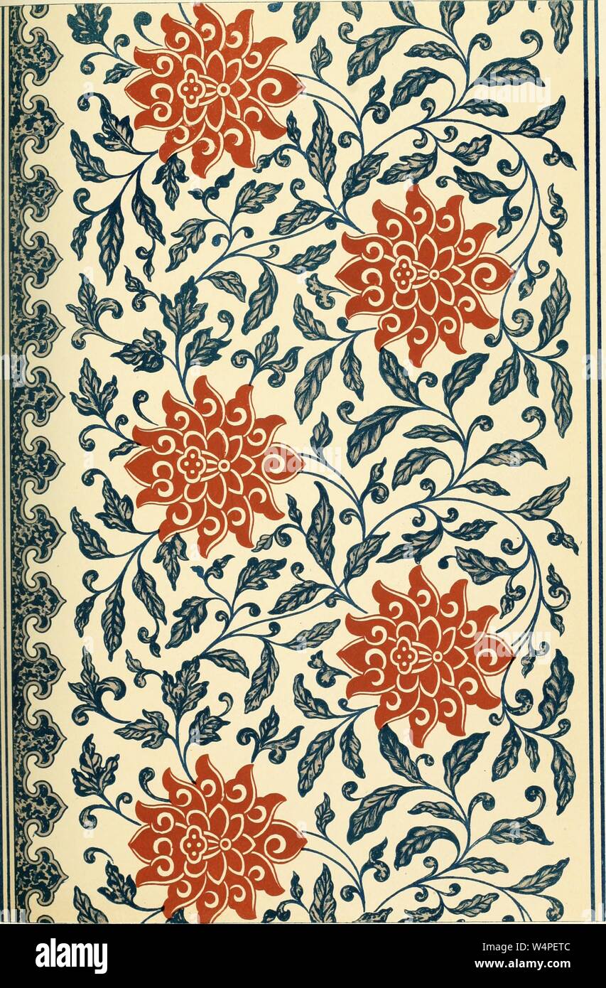 Incisione del cinese tradizionale tracciato, denominato "XLVII', dal libro "Esempi di ornamento cinesi selezionati da oggetti nel South Kensington museum e altre collezioni' da Owen Jones, 1867. La cortesia Internet Archive. () Foto Stock