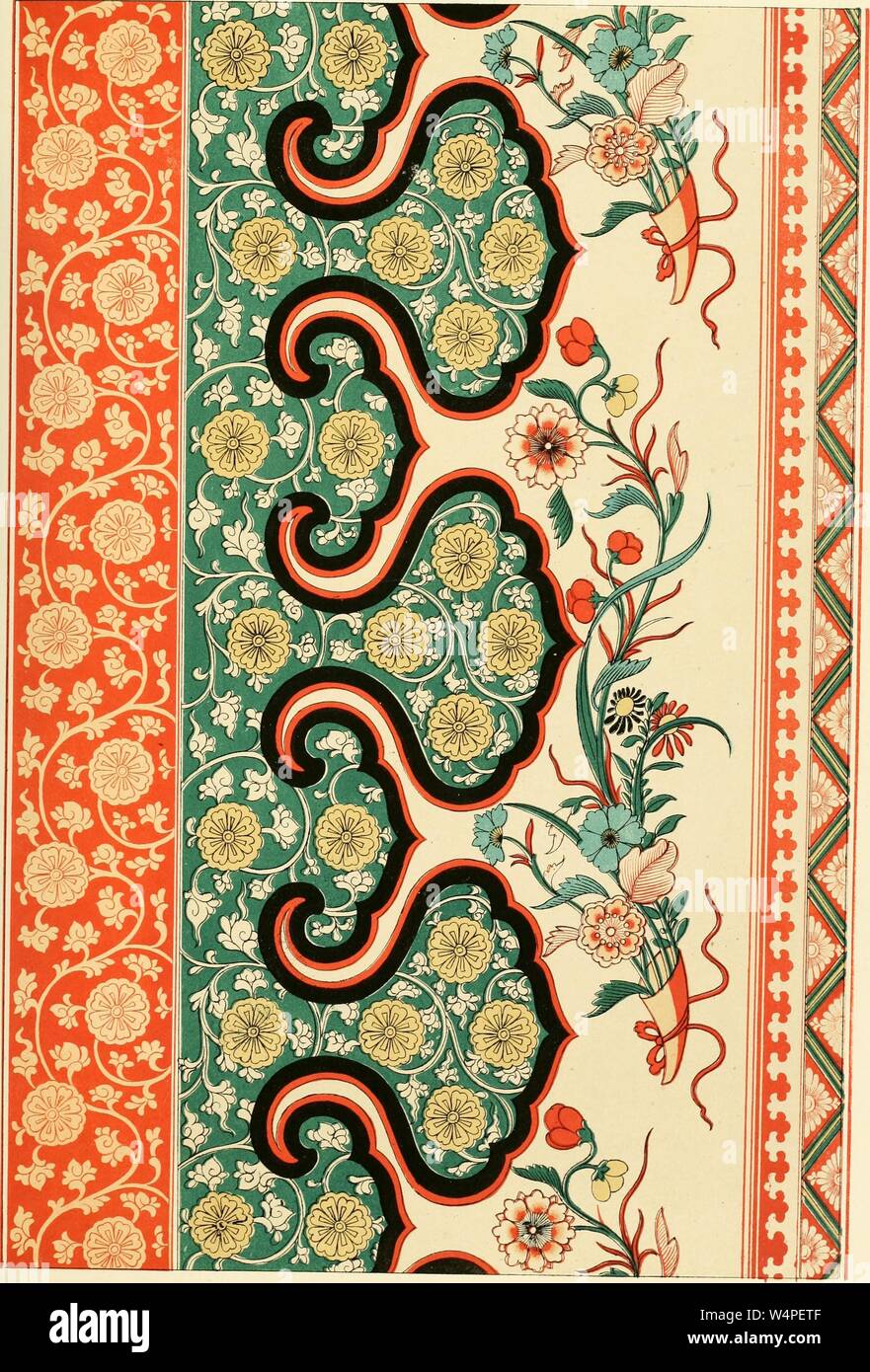 Incisione del cinese tradizionale tracciato, denominato "XCIII', dal libro "Esempi di ornamento cinesi selezionati da oggetti nel South Kensington museum e altre collezioni' da Owen Jones, 1867. La cortesia Internet Archive. () Foto Stock