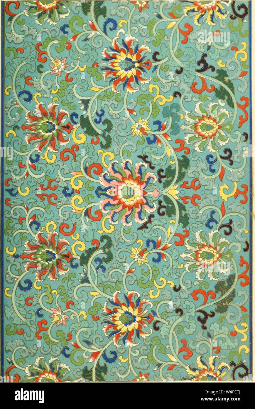 Incisione del cinese tradizionale tracciato, denominato "LXXXI', dal libro "Esempi di ornamento cinesi selezionati da oggetti nel South Kensington museum e altre collezioni' da Owen Jones, 1867. La cortesia Internet Archive. () Foto Stock