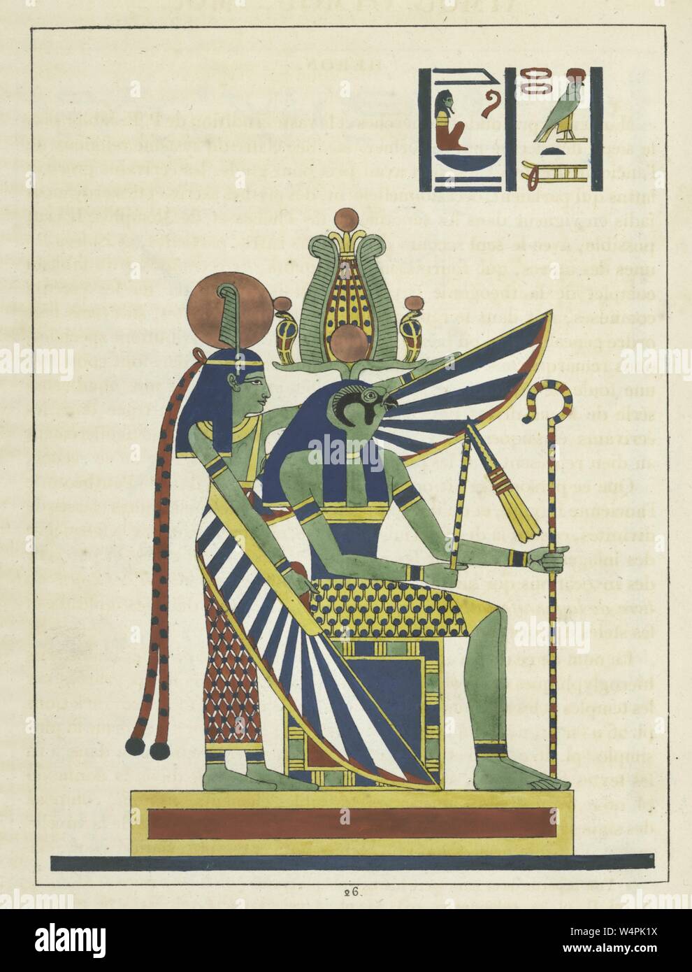 Antico dio egizio Atum siede sul suo trono, la prima dio e unità di finitura del mondo, illustrazione del libro 'Pantheon Egyptien' da Leon Jean Joseph Dubois, 1824. () Foto Stock