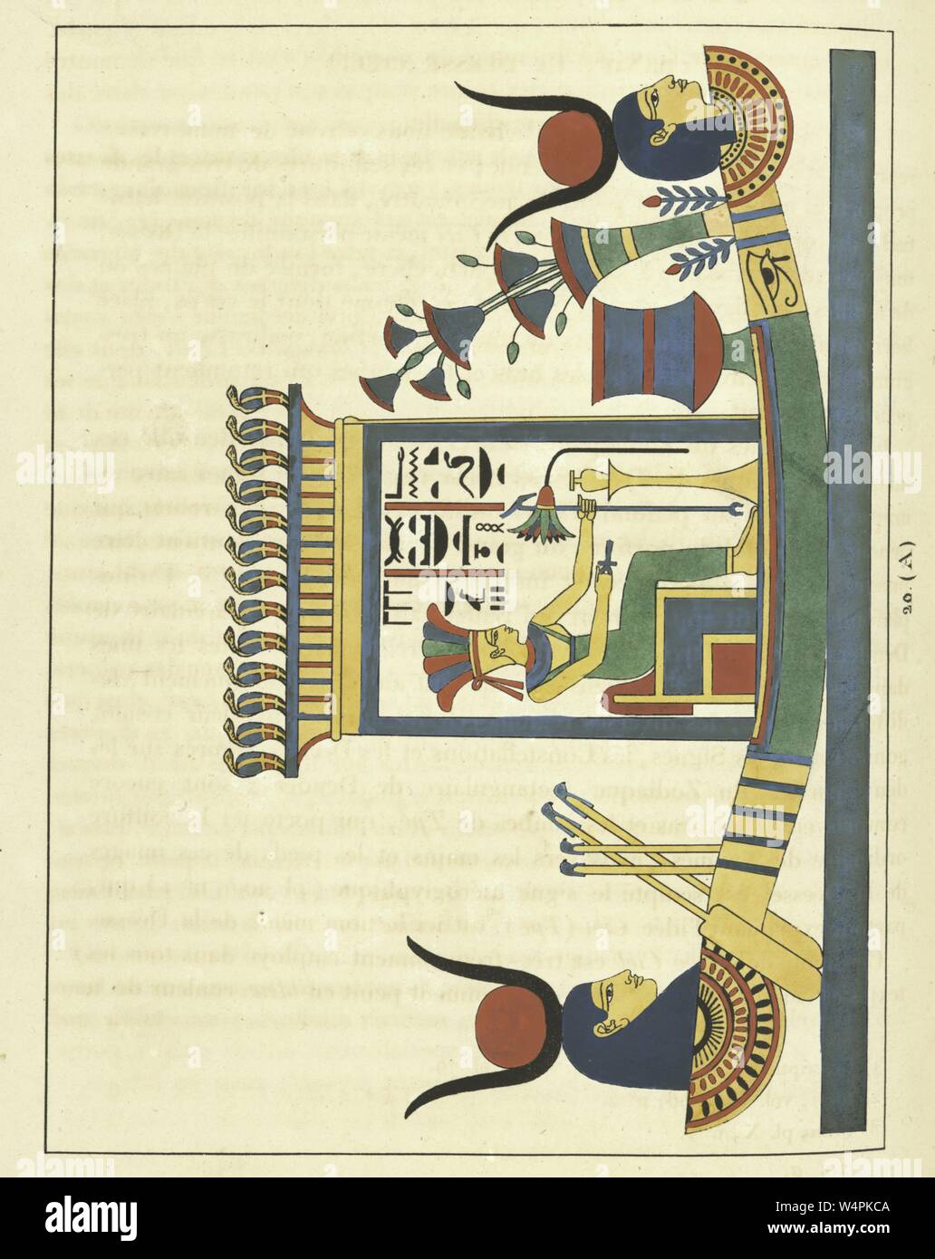 Antica egiziana emblema della dea Anuket, la figlia del dio del sole Ra, illustrazione del libro 'Pantheon Egyptien' da Leon Jean Joseph Dubois, 1824. Dalla Biblioteca Pubblica di New York. () Foto Stock
