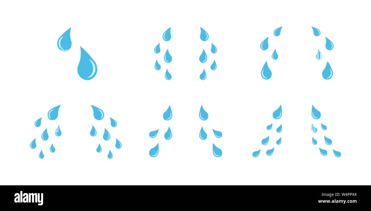Cartoon piangere lacrime icon set. Gocce di strappo dei simboli Illustrazione Vettoriale