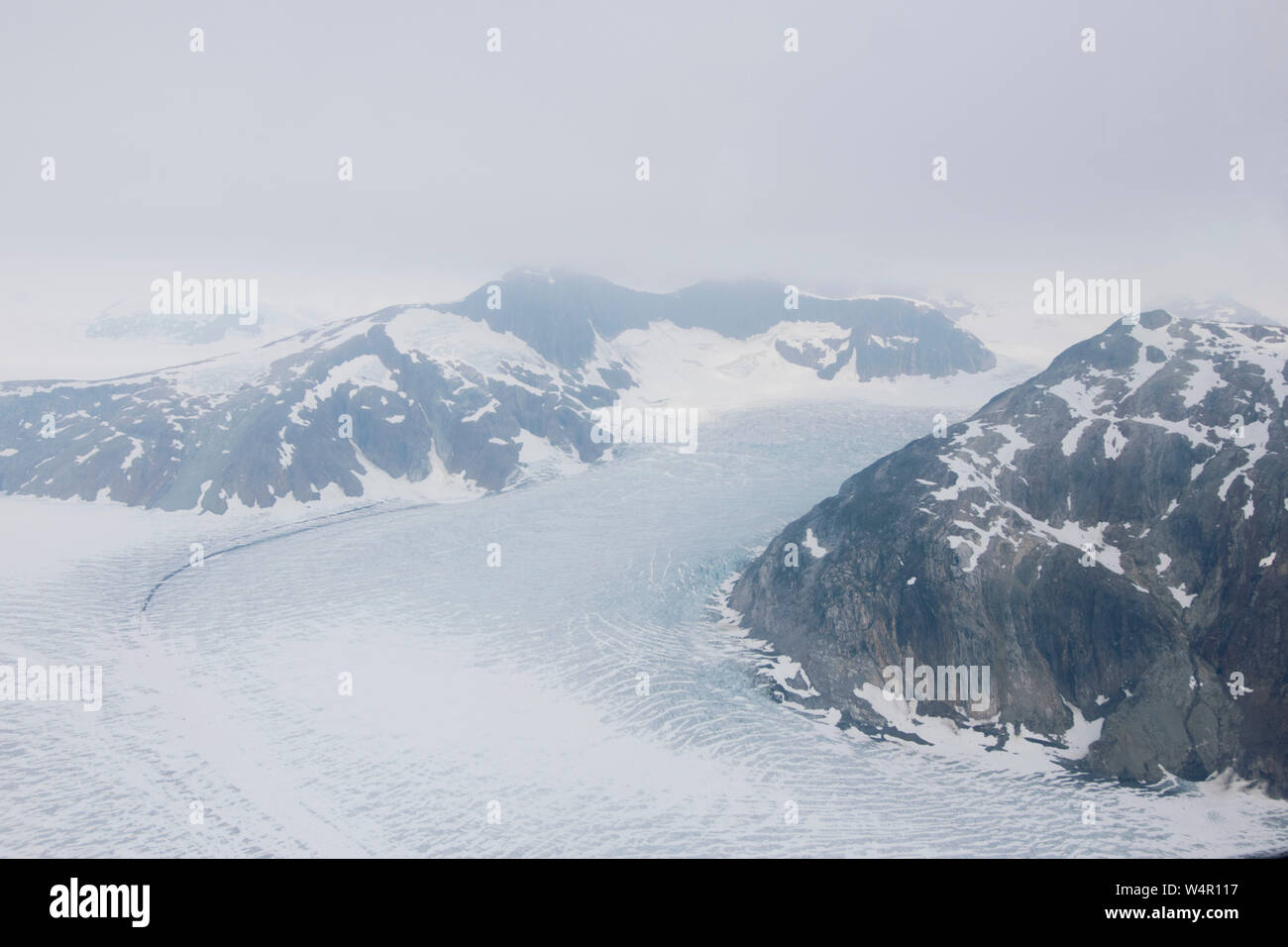 Vista aerea di Mendenhall e Norris ghiacciai in Alaska. Foto Stock