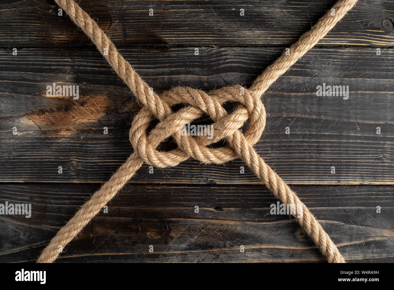 Doppio Carrick Bend. Nodo di corda Foto Stock