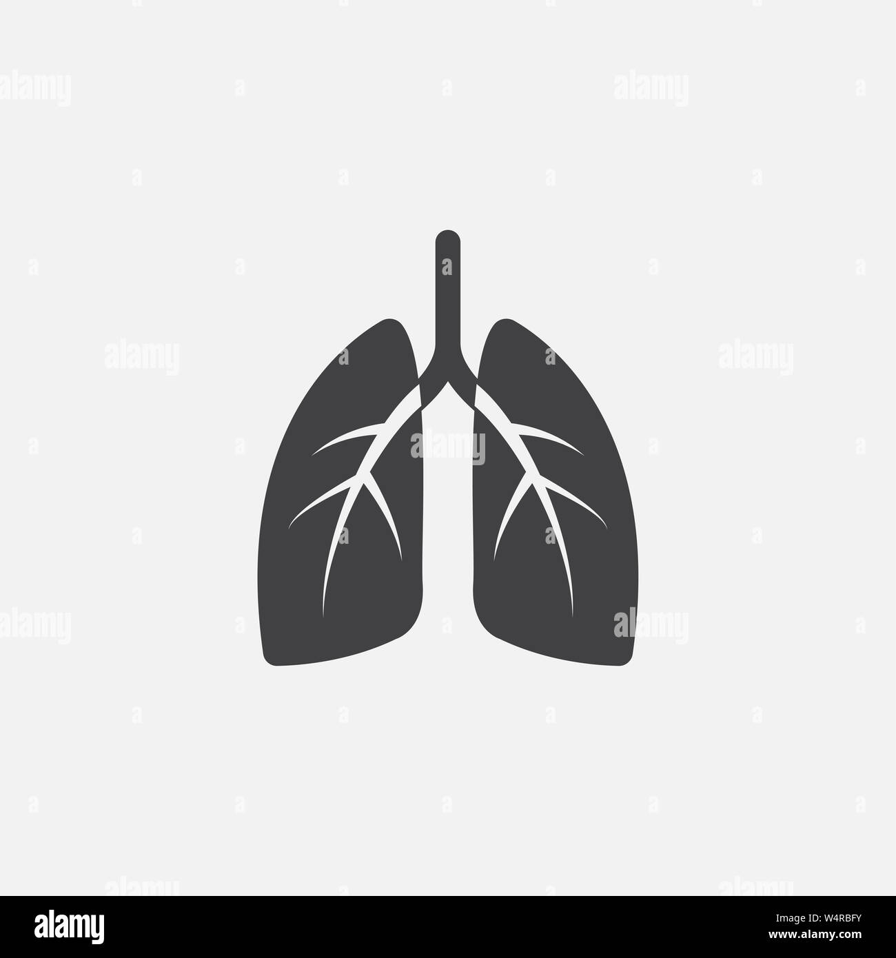 Icona glifo polmoni. Design in stile monocromatico elemento semplice. Icona dei polmoni di colore nero per il web e i dispositivi mobili. Raccolta sanitaria Foto Stock