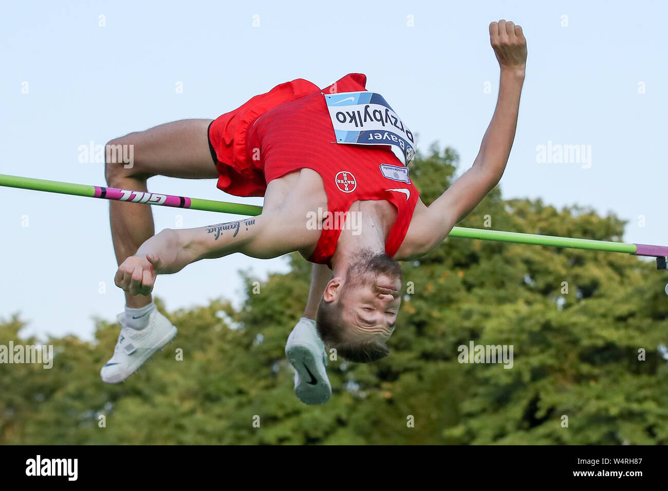 Leverkusen, Germania 24 Luglio 2019: Atletica Leggera - Bayer Classics - 2019 Mateusz Przybylko (TSV Bayer 04 Leverkusen), azione. Foto singola. | Utilizzo di tutto il mondo Foto Stock