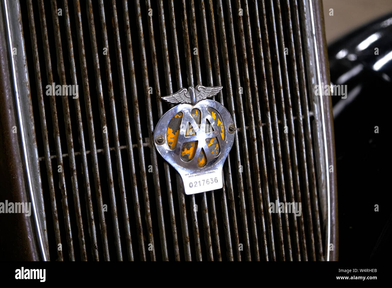 Inizio Automobile Association monogramma sul veicolo vintage. Foto Stock