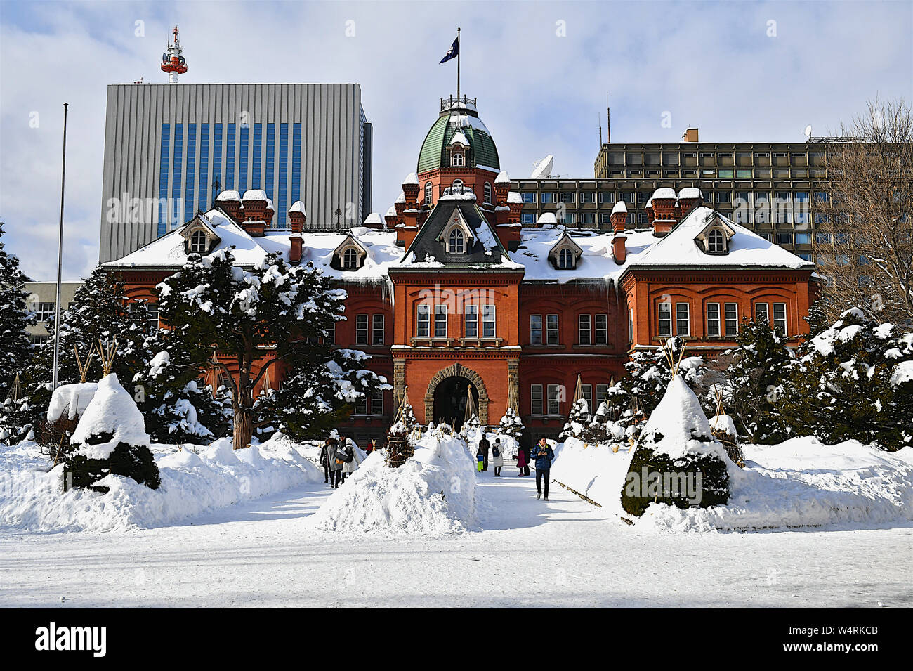 Storica ex governo Hokkaido edificio in inverno, Sapporo, Hokkaido, Giappone Foto Stock