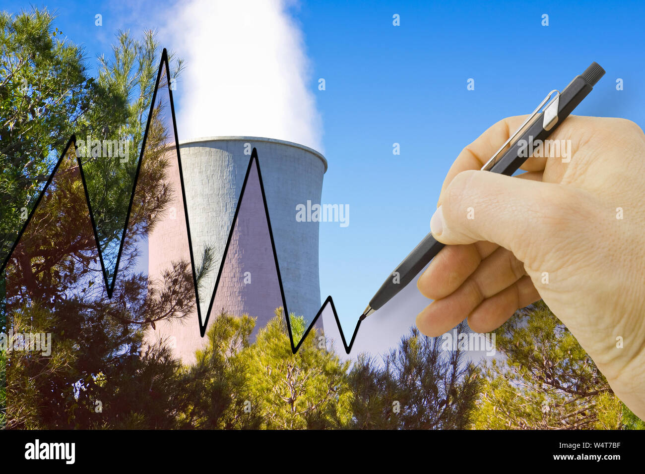 Disegno a mano un grafico sulla geotermia - Concetto di immagine Foto Stock