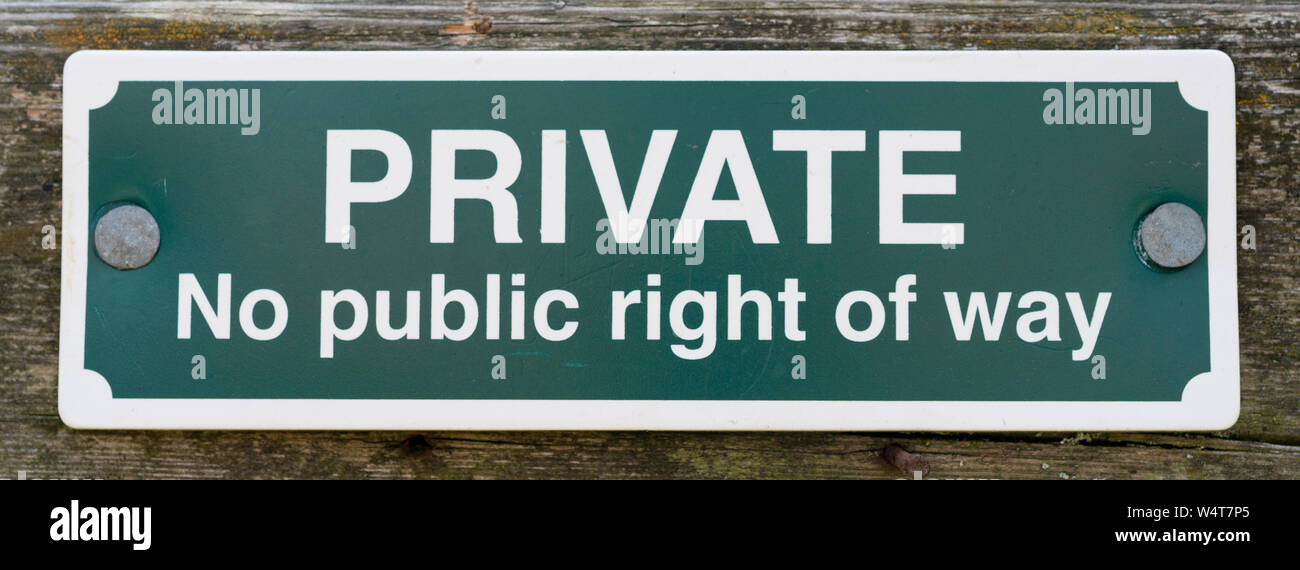 Privato - Nessun diritto del pubblico di modo segno Foto Stock