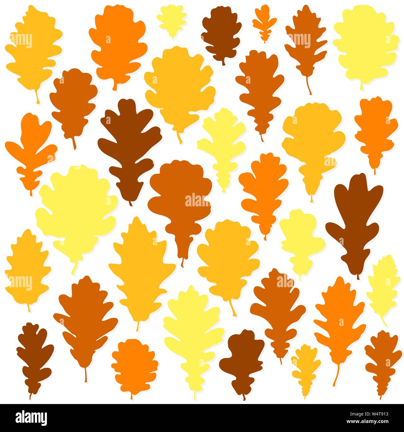 In autunno le foglie di quercia impostato su sfondo bianco vettore Illustrazione Vettoriale