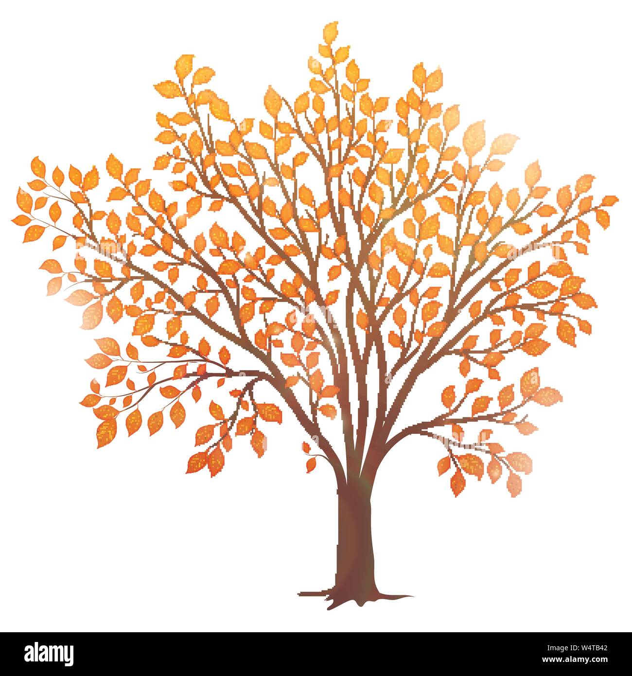 Autumn Tree con foglie isolati su sfondo bianco vettore Illustrazione Vettoriale