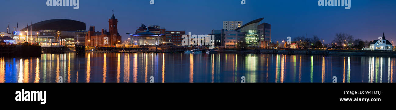 Cardiff Bay al tramonto, Regno Unito. Foto Stock