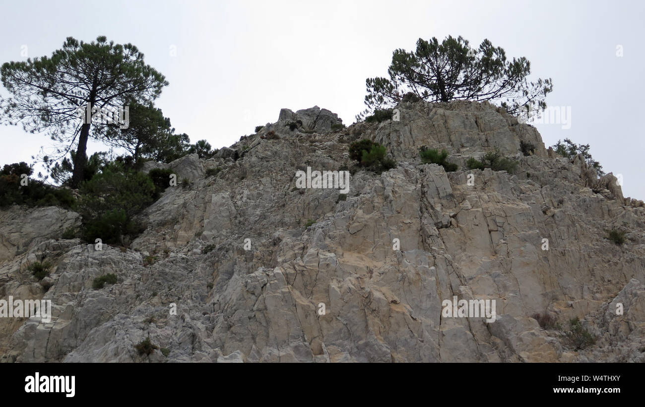 Formazioni rocciose nella Sierras de Tejeda parco naturale, Andalusia Foto Stock