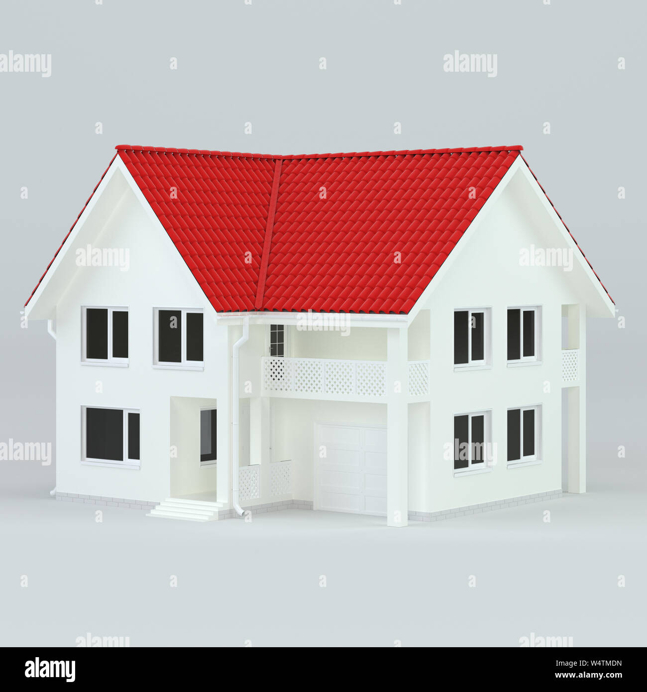 3D rendering di casa moderna con garage in vendita o in affitto Foto Stock