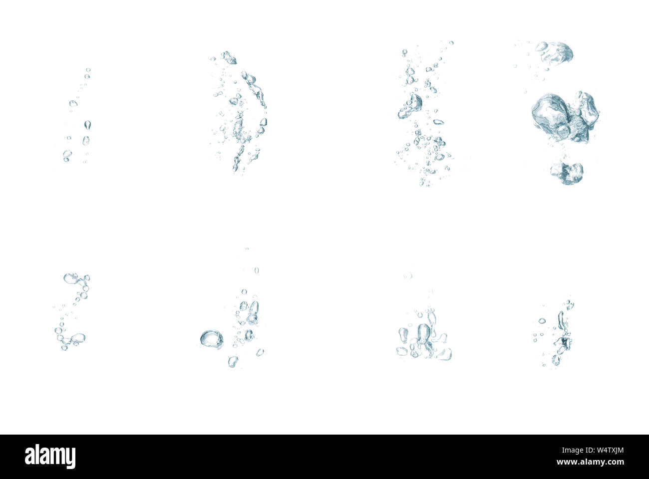 Acqua Splash e goccia isolato su bianco Foto Stock