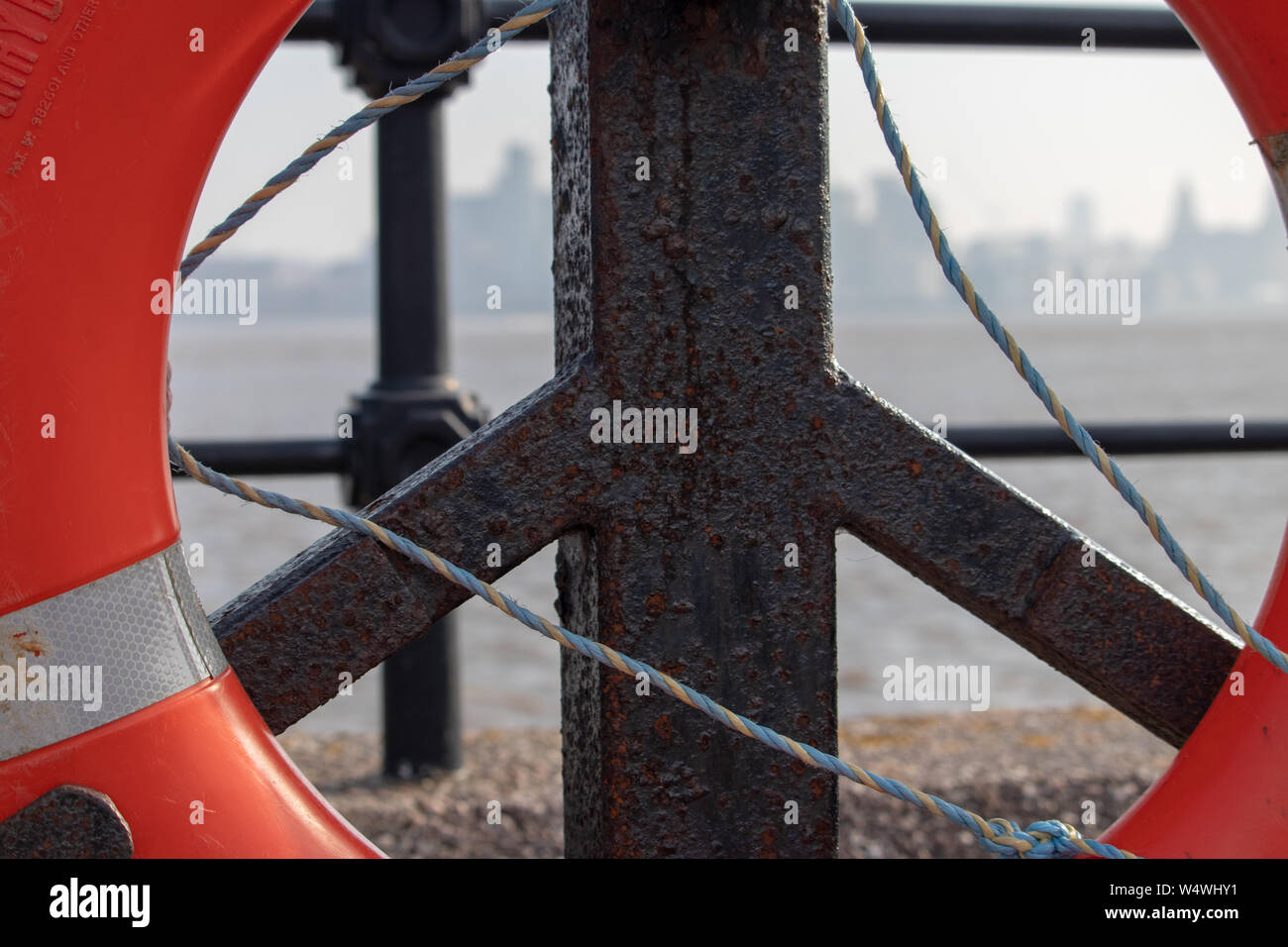 Lifebelt da Mersey Foto Stock