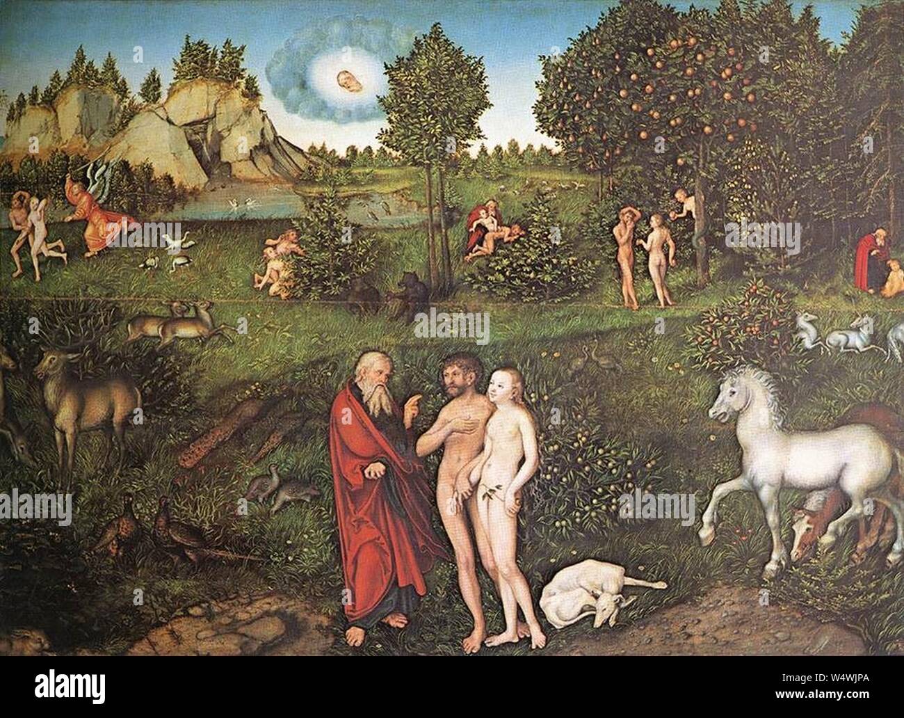 Adamo ed Eva da Lucas Cranach (I). Foto Stock