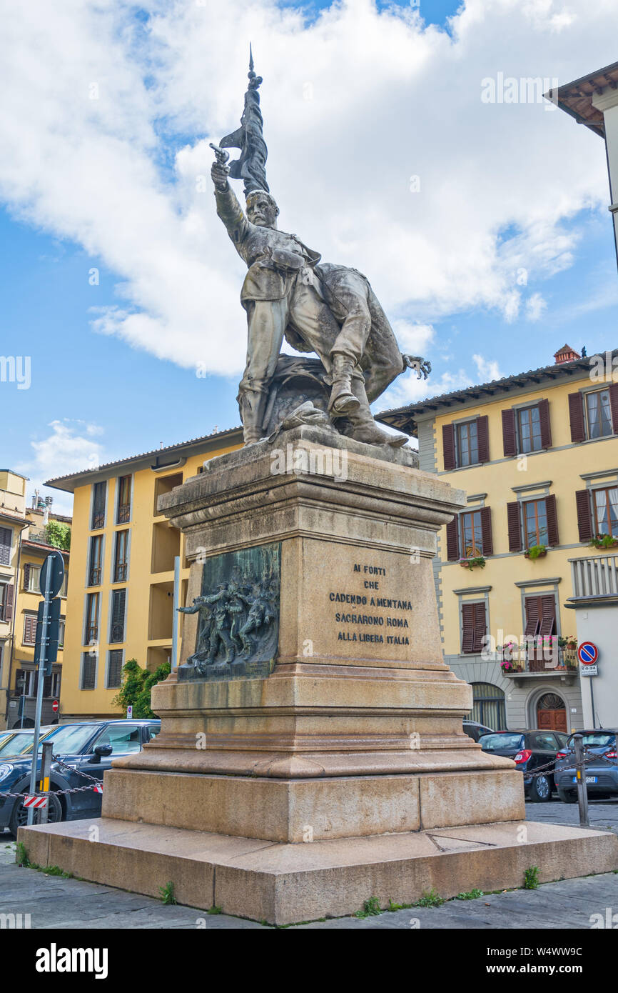 Firenze, Italia - 12 Maggio 2019: Monumento ai caduti della battaglia di Mentana, Foto Stock