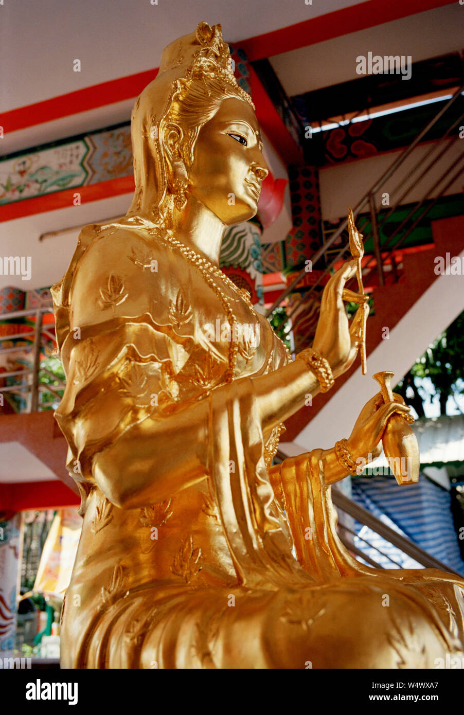 Il Gong Wu statua presso il Gong cinese Wu Santuario Tempio di Bangkok in Thailandia nel sud-est asiatico in Estremo Oriente. Dea Foto Stock