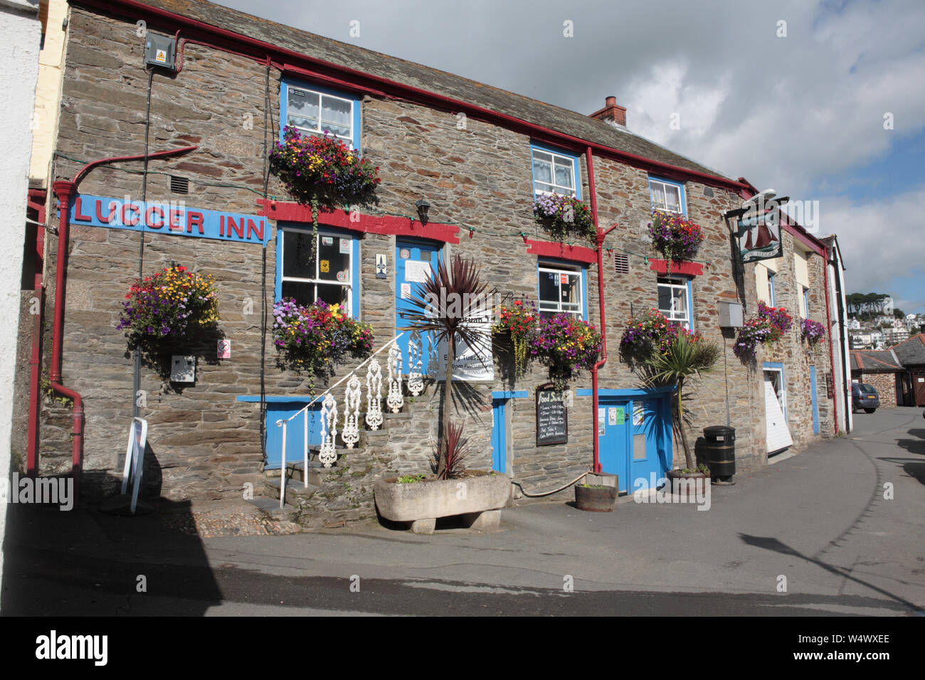 Il trabaccolo Inn, Quay, Polruan, Cornwall, Regno Unito Foto Stock