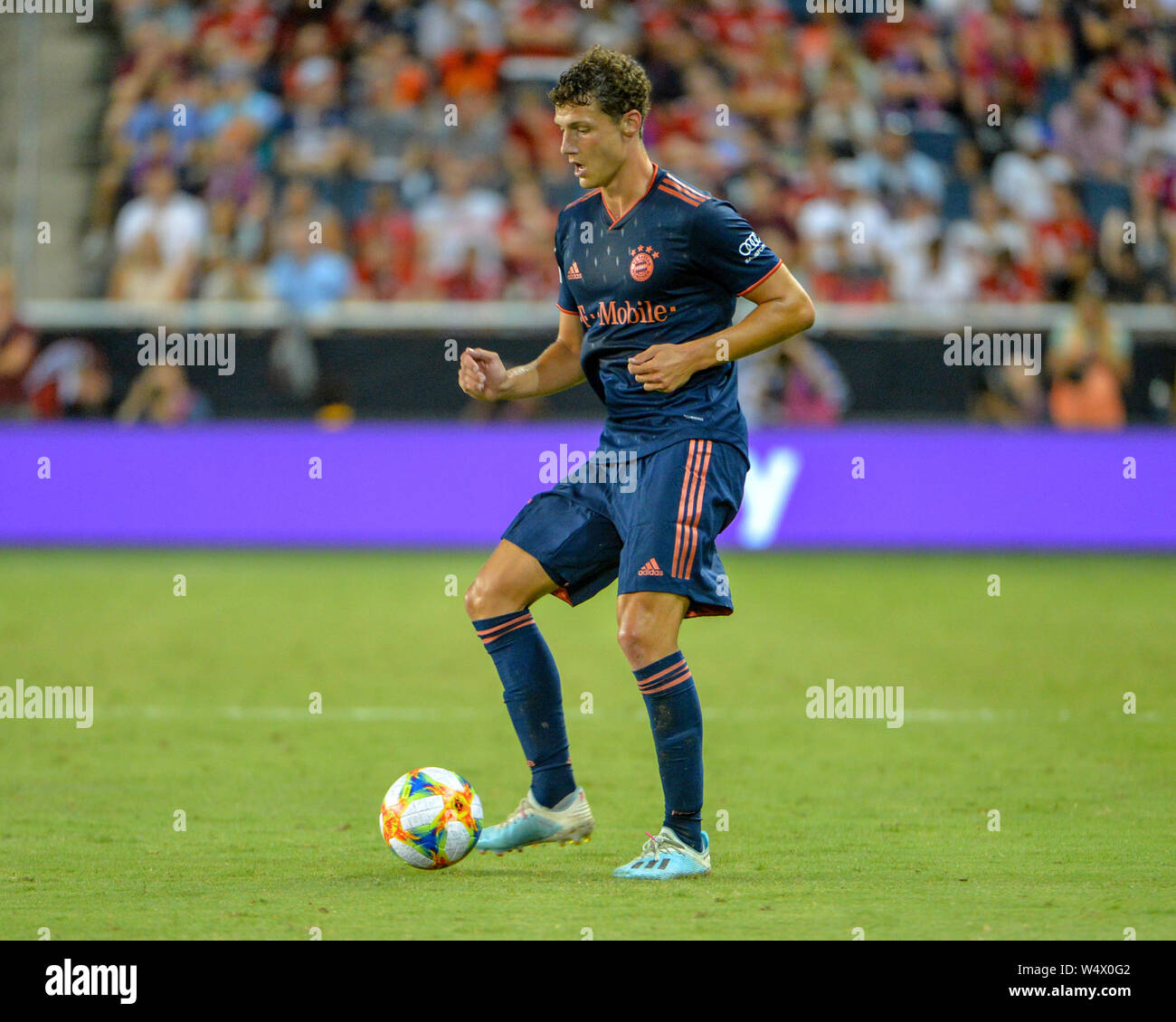 Kansas City, KS, Stati Uniti d'America. 23 Luglio, 2019. Centrocampista Bayern, Leon Goretzka (18), in azione durante il 2019 International Champions Cup match tra AC Milan e FC Bayern, ai bambini della misericordia di Park di Kansas City, KS. Il Bayern sconfitto AC Milano, 1-0. Kevin Langley/Sports South Media/CSM/Alamy Live News Foto Stock