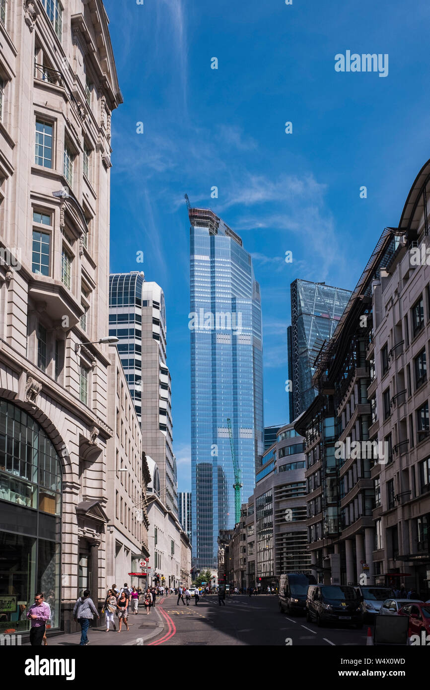 100 Bishopsgate torre in via di completamento, City of London, England, Regno Unito Foto Stock