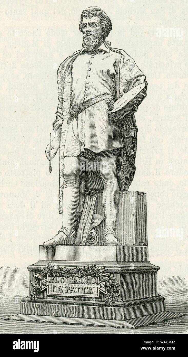 Correggio monumento ad Antonio Allegri, detto il Correggio. Foto Stock