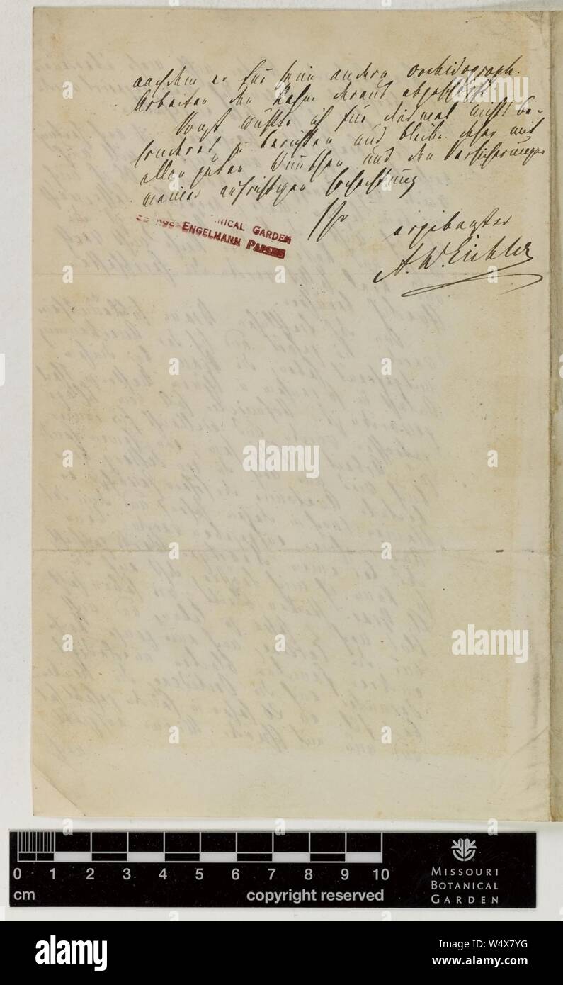 Corrispondenza - Eichler (Agosto) e Engelmann (George) (Lug 25, 1876 (2) verso) Foto Stock