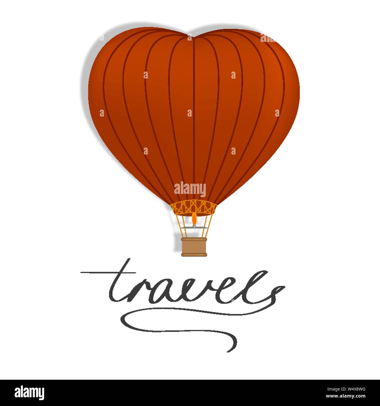 Palloncino a forma di cuore con la scritta in viaggio. Vettore Illustrazione Vettoriale