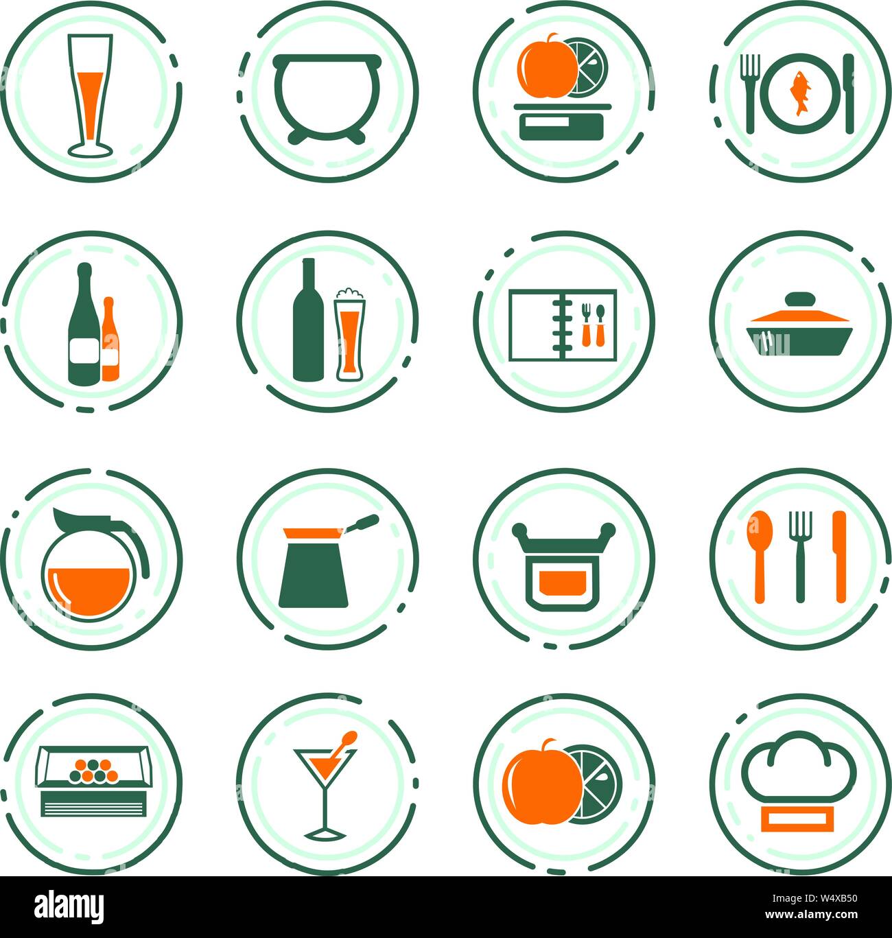 Il cibo e la cucina web icone per la progettazione di interfacce utente Illustrazione Vettoriale