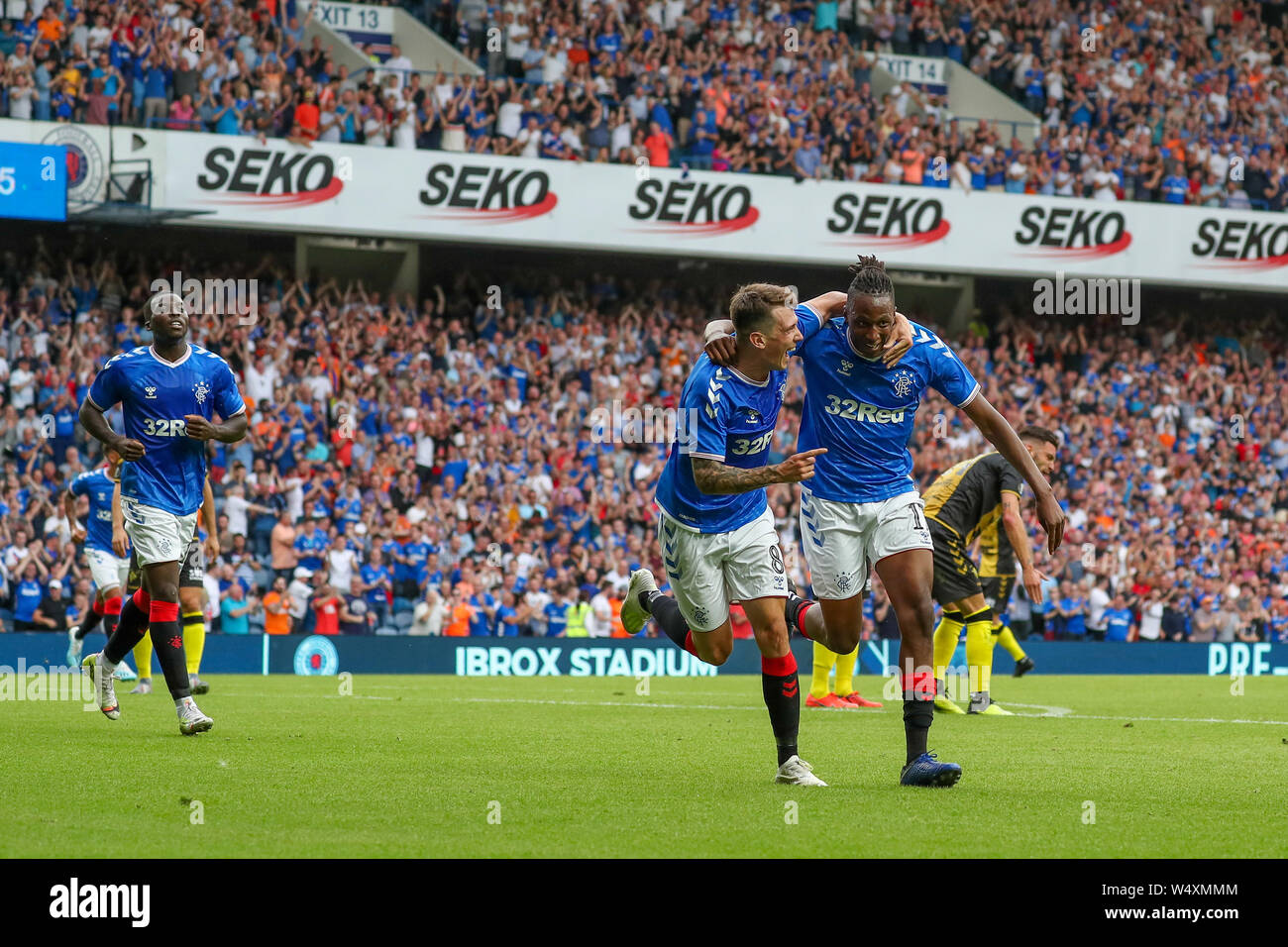 Glasgow, Regno Unito il 25 luglio 2019. Glasgow Rangers giocato contro Progres Niederkorn football club dal Lussemburgo nel secondo round dell'Europa League calcio concorrenza. Credito: Findlay/Alamy Live News Foto Stock