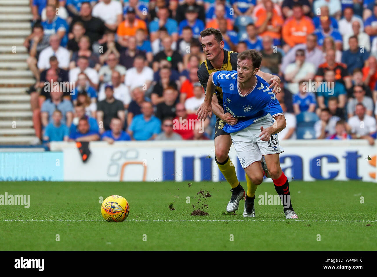 Glasgow, Regno Unito il 25 luglio 2019. Glasgow Rangers giocato contro Progres Niederkorn football club dal Lussemburgo nel secondo round dell'Europa League calcio concorrenza. Credito: Findlay/Alamy Live News Foto Stock