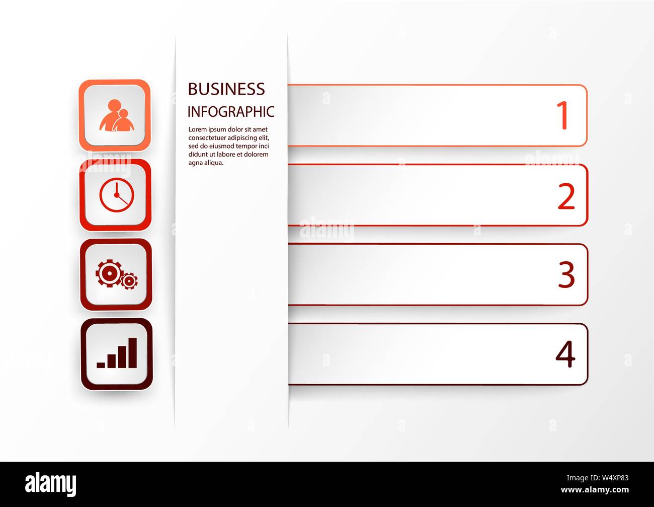 Una infografica modello con 4 opzioni, fasi o processi Illustrazione Vettoriale