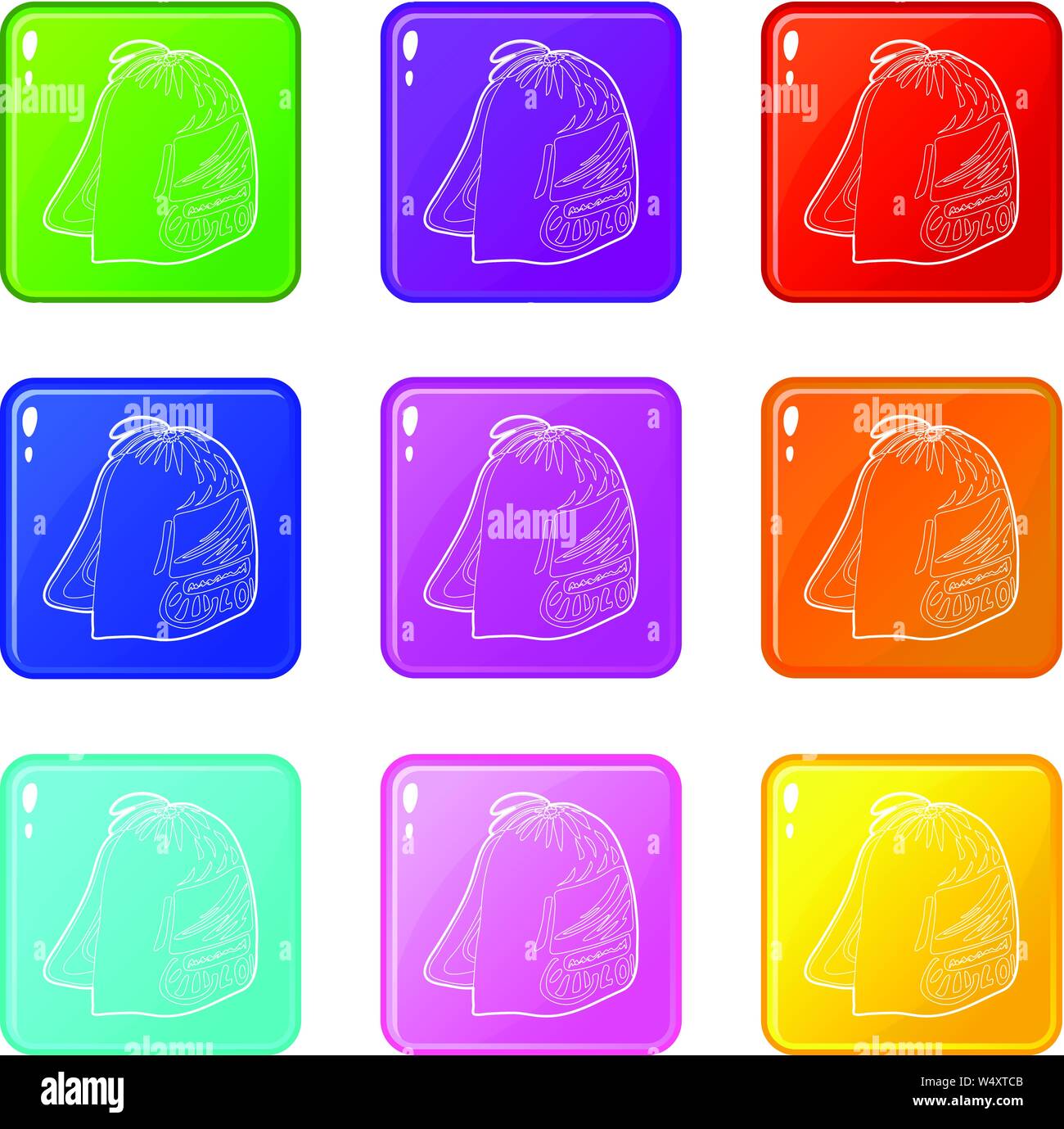 Zaino sportivo set di icone 9 Raccolta di colore Illustrazione Vettoriale