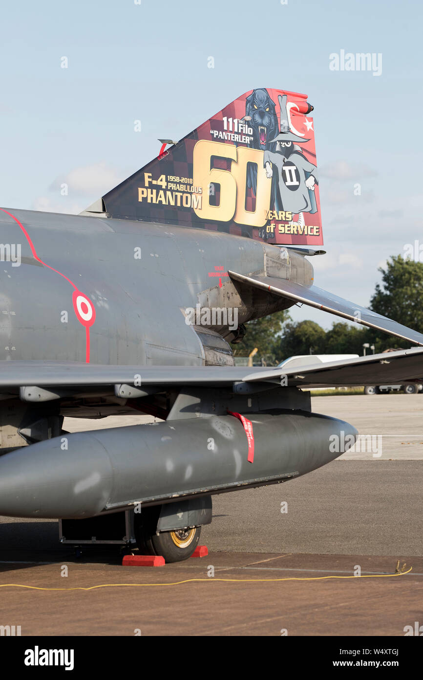 La coda del Tornado F4 aviogetti alla 2019 Royal International Air Tattoo, Fairford, Gloucestershire, UK Foto Stock