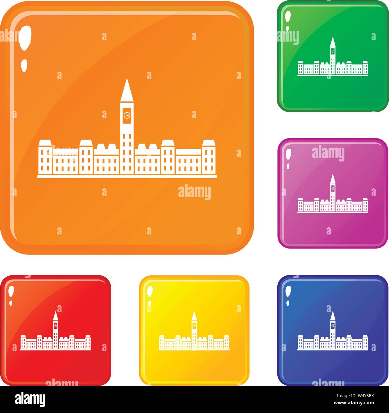 Il Palazzo del Parlamento del Canada set di icone a colori del vettore Illustrazione Vettoriale