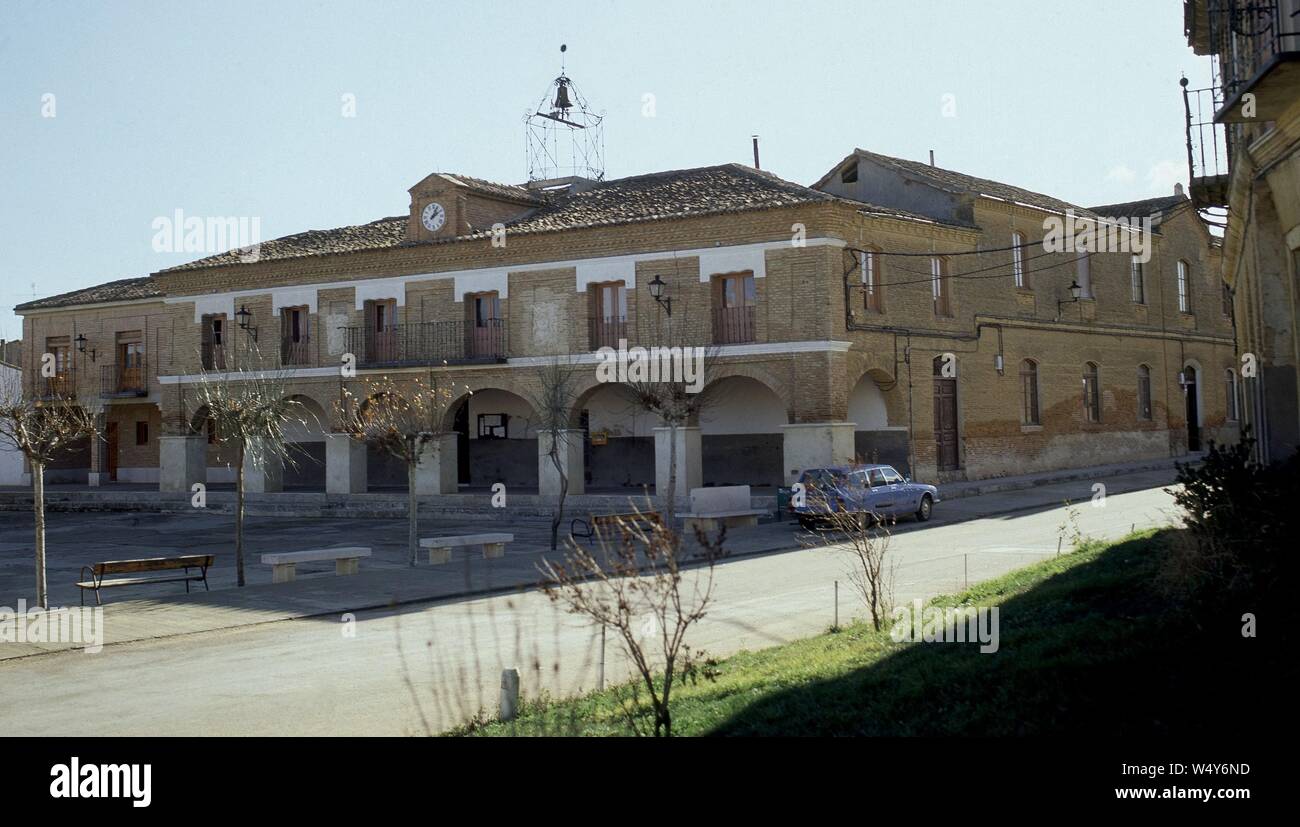 AYUNTAMIENTO-EDIFICIO Y PLAZA. Posizione: esterno. CUENCA de Campos. A Valladolid. Spagna. Foto Stock